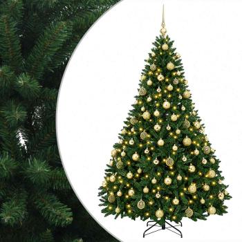 Künstlicher Weihnachtsbaum Mittelgrün mit Kugeln 240 cm