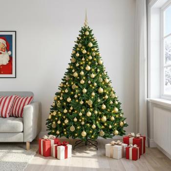 Künstlicher Weihnachtsbaum Mittelgrün mit Kugeln 240 cm
