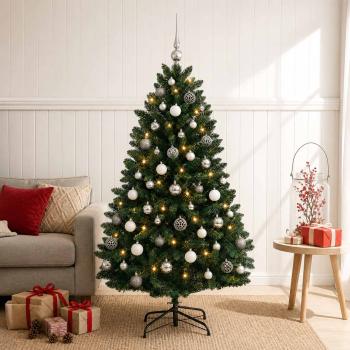 ARDEBO.de - Künstlicher Weihnachtsbaum dunkelgrün mit Weihnachtskugeln