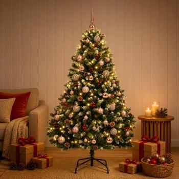 ARDEBO.de - Künstlicher Weihnachtsbaum Grün mit Weihnachtskugeln 180 cm