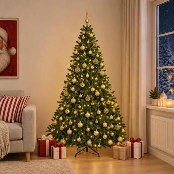 ARDEBO.de - Künstlicher Weihnachtsbaum Hellgrün mit Weihnachtskugeln 240 cm