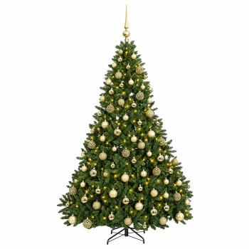 Künstlicher Weihnachtsbaum Hellgrün mit Weihnachtskugeln 240 cm