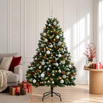 ARDEBO.de - Künstlicher Weihnachtsbaum, grün, mit Kugeln 180 cm 300 LEDs