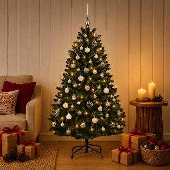 Künstlicher Weihnachtsbaum Dunkelgrün mit Kugeln 180 cm
