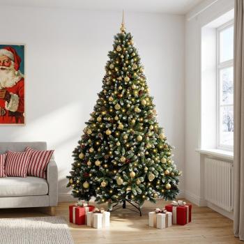 Künstlicher Weihnachtsbaum Grün mit Weihnachtskugeln 240 cm