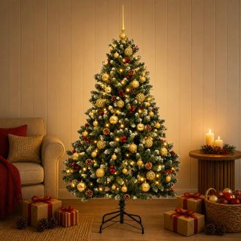 ARDEBO.de - Künstlicher Weihnachtsbaum, grün, mit Weihnachtskugeln 180 cm