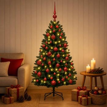 ARDEBO.de - Künstlicher Weihnachtsbaum Dunkelgrün mit Kugeln 150 cm