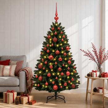 Künstlicher Weihnachtsbaum Dunkelgrün mit Kugeln 150 cm