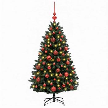 Künstlicher Weihnachtsbaum Dunkelgrün mit Kugeln 150 cm
