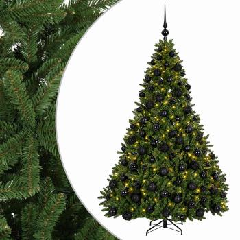 Künstlicher Weihnachtsbaum hellgrün mit Weihnachtskugeln 240 cm