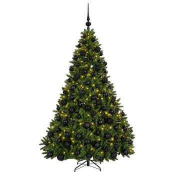Künstlicher Weihnachtsbaum hellgrün mit Weihnachtskugeln 240 cm