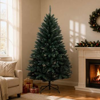 ARDEBO.de - Künstlicher klappbarer Weihnachtsbaum 180 cm PVC Dunkelgrün
