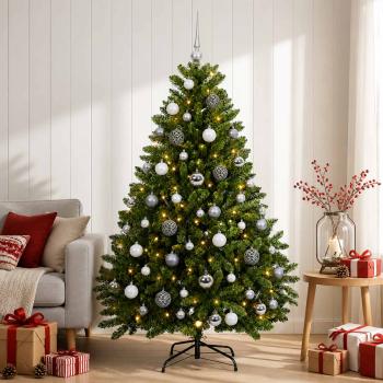 ARDEBO.de - Künstlicher Weihnachtsbaum Hellgrün mit Kugeln 180 cm 300 LEDs