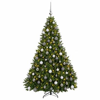 Künstlicher Weihnachtsbaum Hellgrün mit Kugeln 180 cm 300 LEDs