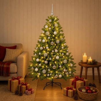 ARDEBO.de - Künstlicher Weihnachtsbaum, hellgrün mit Weihnachtskugel 180 cm