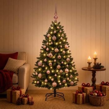 ARDEBO.de - Künstlicher Weihnachtsbaum Dunkelgrün mit Kugeln 120 cm