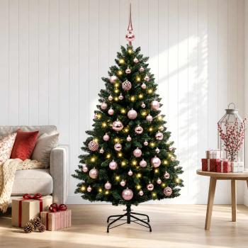 Künstlicher Weihnachtsbaum Dunkelgrün mit Kugeln 120 cm