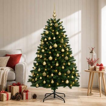 Künstlicher Weihnachtsbaum Mittelgrün mit Kugeln 180 cm