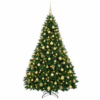 Künstlicher Weihnachtsbaum Mittelgrün mit Kugeln 180 cm