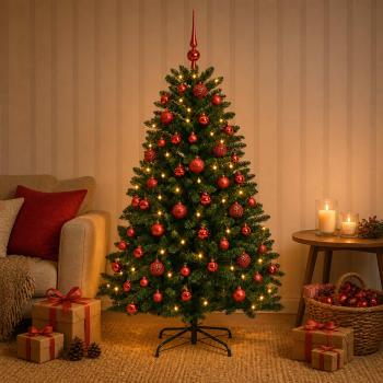 Künstlicher Weihnachtsbaum Mittelgrün mit Kugeln 120 cm