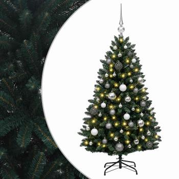 Künstlicher Weihnachtsbaum, dunkelgrün, mit Kugeln 150 cm