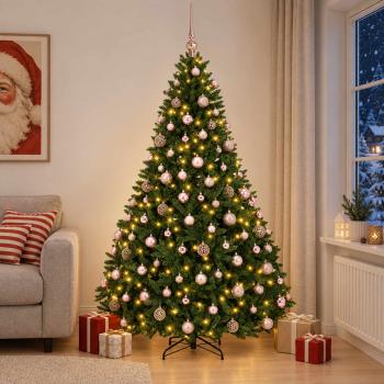 ARDEBO.de - Künstlicher Weihnachtsbaum Mittelgrün mit Kugeln 210 cm