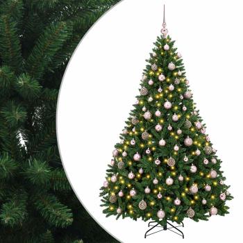 Künstlicher Weihnachtsbaum Mittelgrün mit Kugeln 210 cm
