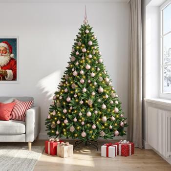Künstlicher Weihnachtsbaum Mittelgrün mit Kugeln 210 cm