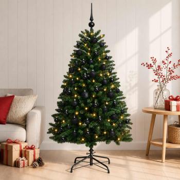 Künstlicher Weihnachtsbaum Mittelgrün mit Kugeln 150 cm