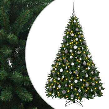 Künstlicher Weihnachtsbaum Mittelgrün mit Kugeln 210 cm