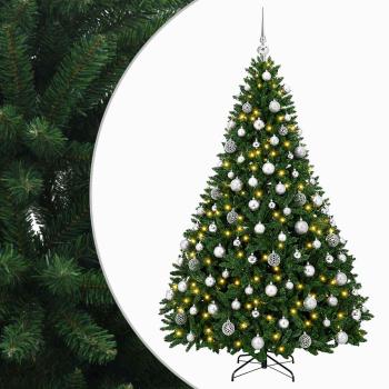 Künstlicher Weihnachtsbaum Mittelgrün mit Kugeln 180 cm