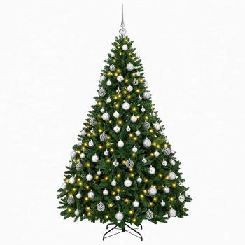 Künstlicher Weihnachtsbaum Mittelgrün mit Kugeln 180 cm