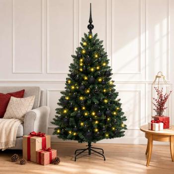 Künstlicher Weihnachtsbaum Dunkelgrün mit Kugeln 120 cm