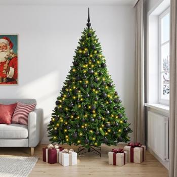 ARDEBO.de - Künstlicher Weihnachtsbaum Mittelgrün mit Kugeln 240 cm