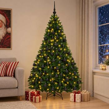 Künstlicher Weihnachtsbaum Mittelgrün mit Kugeln 240 cm