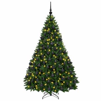 Künstlicher Weihnachtsbaum Mittelgrün mit Kugeln 240 cm
