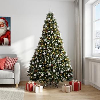 ARDEBO.de - Künstlicher Weihnachtsbaum Grün mit Weihnachtskugeln 210 cm