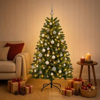 ARDEBO.de - Künstlicher Weihnachtsbaum Mittelgrün mit Kugeln 180 cm