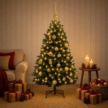 Künstlicher Weihnachtsbaum Dunkelgrün mit Weihnachtskugeln