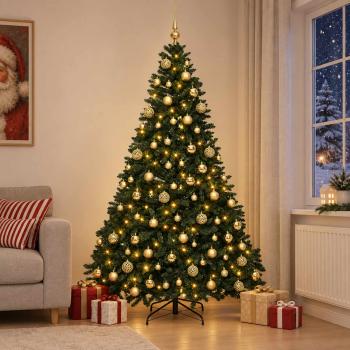 ARDEBO.de - Künstlicher Weihnachtsbaum Dunkelgrün mit Kugeln 240 cm