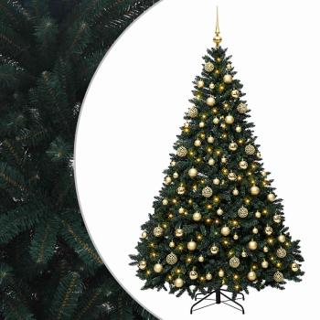 Künstlicher Weihnachtsbaum Dunkelgrün mit Kugeln 240 cm