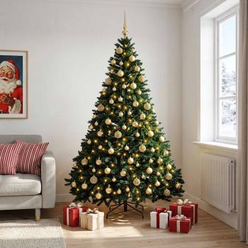Künstlicher Weihnachtsbaum Dunkelgrün mit Kugeln 240 cm