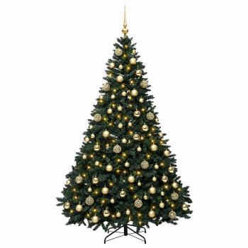 Künstlicher Weihnachtsbaum Dunkelgrün mit Kugeln 240 cm