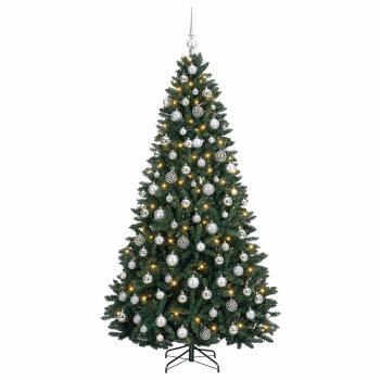Künstlicher Weihnachtsbaum Dunkelgrün mit Kugeln 180 cm
