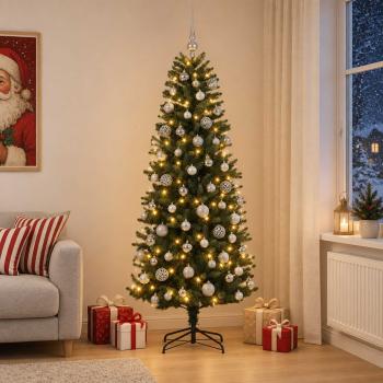 ARDEBO.de - Künstlicher Weihnachtsbaum mit Weihnachtskugeln 180 cm 300 LEDs