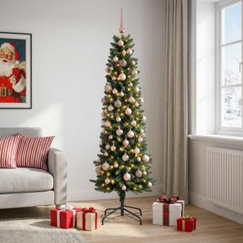 Künstlicher schmaler Weihnachtsbaum mit Weihnachtskugel 180 cm