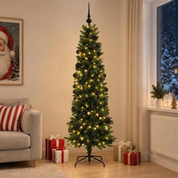 ARDEBO.de - Künstlicher schmaler Weihnachtsbaum mit Weihnachtskugel 180 cm