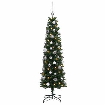 Künstlicher schmaler Weihnachtsbaum mit Kugeln 120 cm 150 LEDs