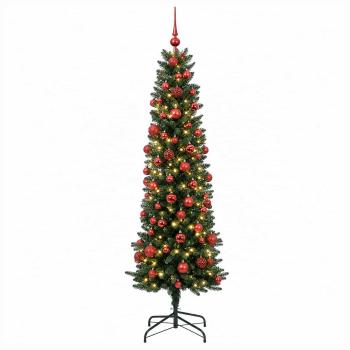 Künstlicher schmaler Weihnachtsbaum mit Weihnachtskugel 210 cm