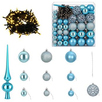 Weihnachtskugel-Set 120 stk. Türkis Durchmesser 6 cm Kunststoff